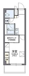 レオパレスHanaguri 1Kの間取図画像