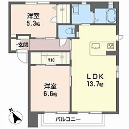 バリュージュ祇園 2LDKの間取図画像