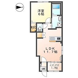 リバーテラス大野 1LDKの間取図画像