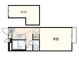 ウイングス馬木 1Kの間取図画像