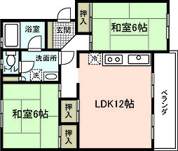 鴨原ハイツ 2LDKの間取図画像