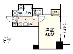 LaVivant西白島 1Kの間取図画像