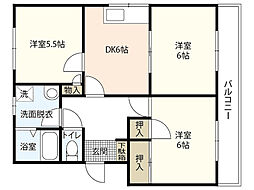 ルミエール畑賀B 3DKの間取図画像