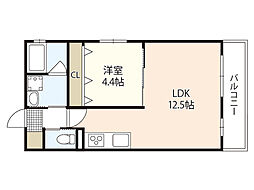 ラ・ローザ2 1LDKの間取図画像