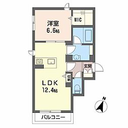 ラ・ヴィータ 1LDKの間取図画像