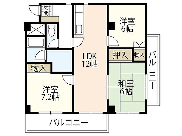 第2古江グリーンハイツ ｜広島県広島市西区古江西町(賃貸マンション3LDK・4階・67.96㎡)の写真 その2