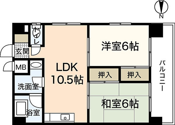 広島県広島市南区松川町(賃貸マンション2LDK・6階・50.22㎡)の写真 その2