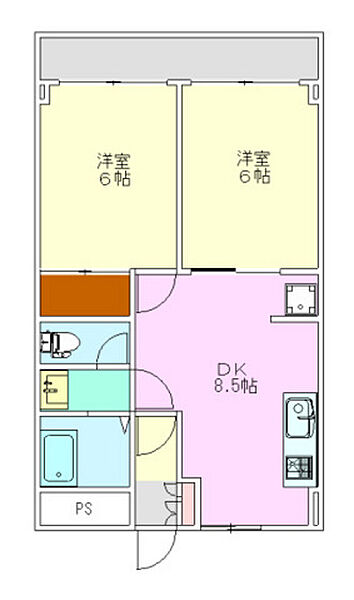 広島県広島市西区観音本町1丁目(賃貸マンション2LDK・6階・44.00㎡)の写真 その2