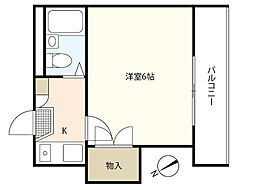 メゾングリーン 1Kの間取図画像