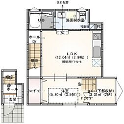 s.a.box寺家B棟 2階1LDKの間取り