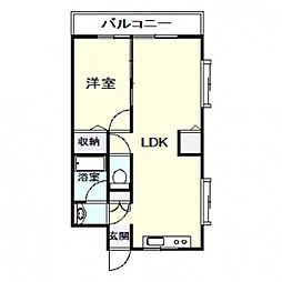 北野ビル 1LDKの間取図画像
