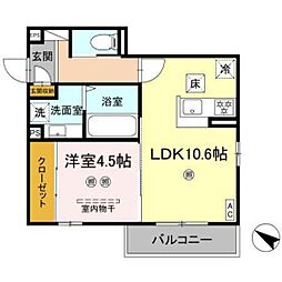 campanella江波二本松 1LDKの間取図画像