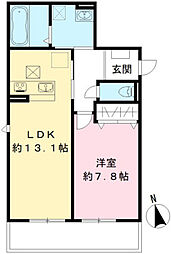 Arietta 201 2階1LDKの間取り