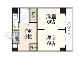 SKビル河原町 2DKの間取図画像