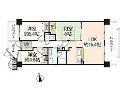牛田早稲田グランドハイツ 5階3LDKの間取り