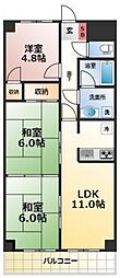 日宝ポニクレール府中 3LDKの間取図画像