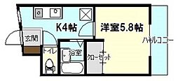 メゾン上安 1Kの間取図画像