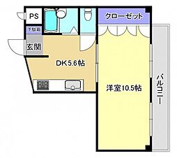 ハピネス 1DKの間取図画像