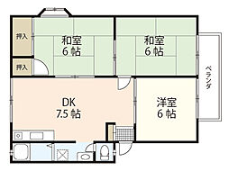 プロムナード高橋A 3DKの間取図画像
