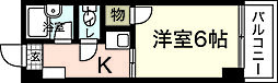 ジョイフリー皆賀 1Kの間取図画像