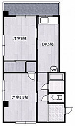 長谷コーポ 2DKの間取図画像