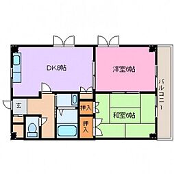 ディンプルハウス 2DKの間取図画像