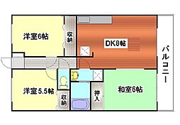 メゾンさくら 3DKの間取図画像