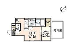 S-MOVE庚午北 106 1階1LDKの間取り