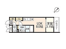 S-MOVE庚午北 303 3階1LDKの間取り