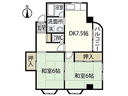 千足金広ビル 2DKの間取図画像