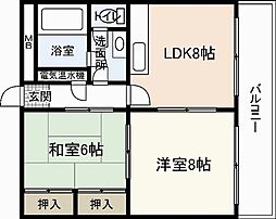 シャトーナカムラ 2DKの間取図画像