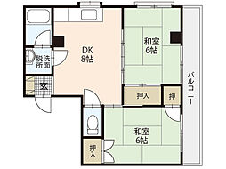 コーポ岡 2LDKの間取図画像