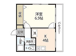 セジュール観音 1Kの間取図画像