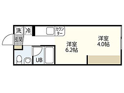リヴィエール戸坂1 ワンルームの間取図画像
