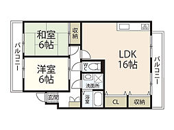ハイコーポ安田5 3LDKの間取図画像