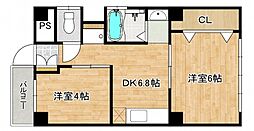 西上ビル 2DKの間取図画像