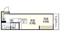 リヴィエール戸坂2 ワンルームの間取図画像