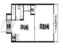 グランドール西旭町 1DKの間取図画像