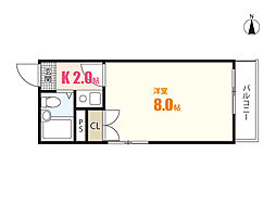 第13やたがいビル 1Kの間取図画像