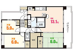 ダイアパレスリバーコート古市 3LDKの間取図画像