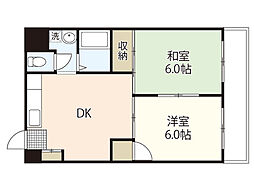 重森ビルA 2DKの間取図画像