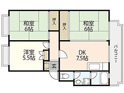 第2仁井田マンション 3DKの間取図画像