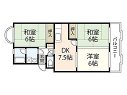 中西マンション 3DKの間取図画像