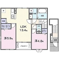 ニューライズ宮島口 2LDKの間取図画像