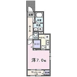 カルム古市橋 1Kの間取図画像