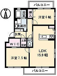 メイプルヒルズ 2LDKの間取図画像