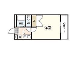 レオパレスレインボー2 1Kの間取図画像