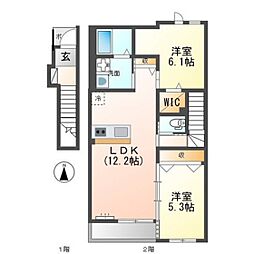 ケツァール 2LDKの間取図画像