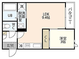 グランティック五日市ハル 1LDKの間取図画像