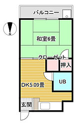 センターコート 1DKの間取図画像